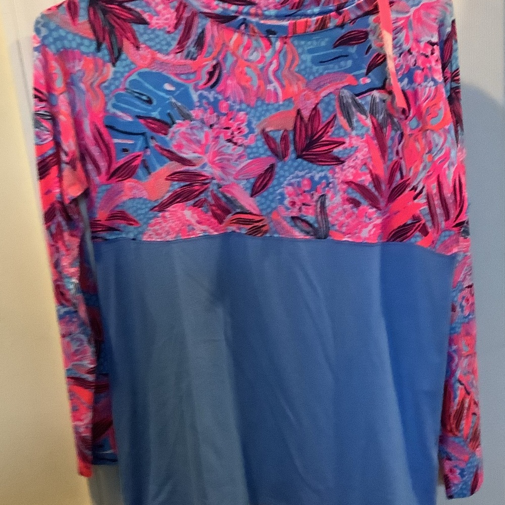 Lilly Pulitzer Vibrant Pink and Blue Long Sleeve Top